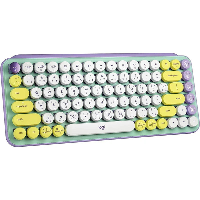 Logitech Pop Keys Mechanical Wireless Keyboard With Customizable Emoji Keys, Durable Compact Design, Bluetooth Or Usb Connectivity, Multi Device, Os Compatible, Arabic Keyboard Daydream, Mint - eBuy UAE